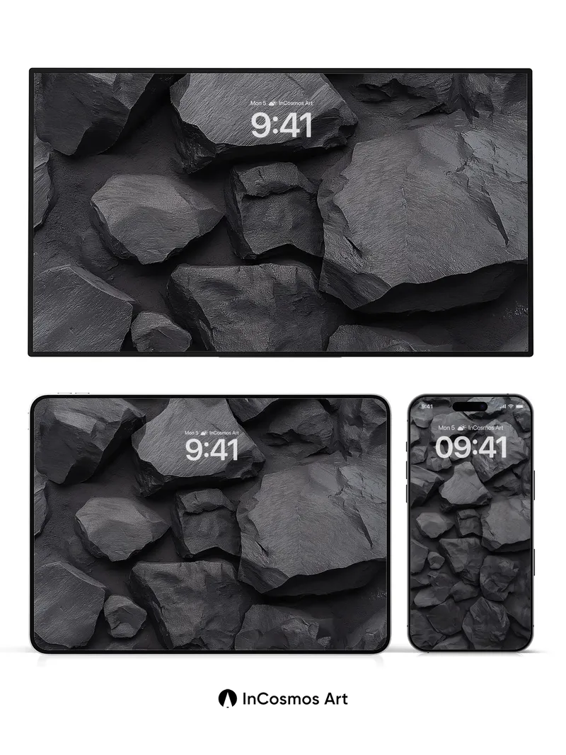 Shadowed Stone Wallpaper with Deep Cracks