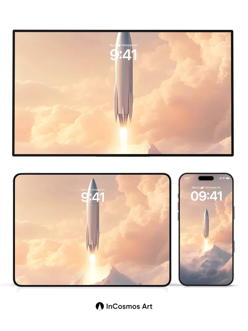 Ascendant Flame Wallpaper with Mountain Apex