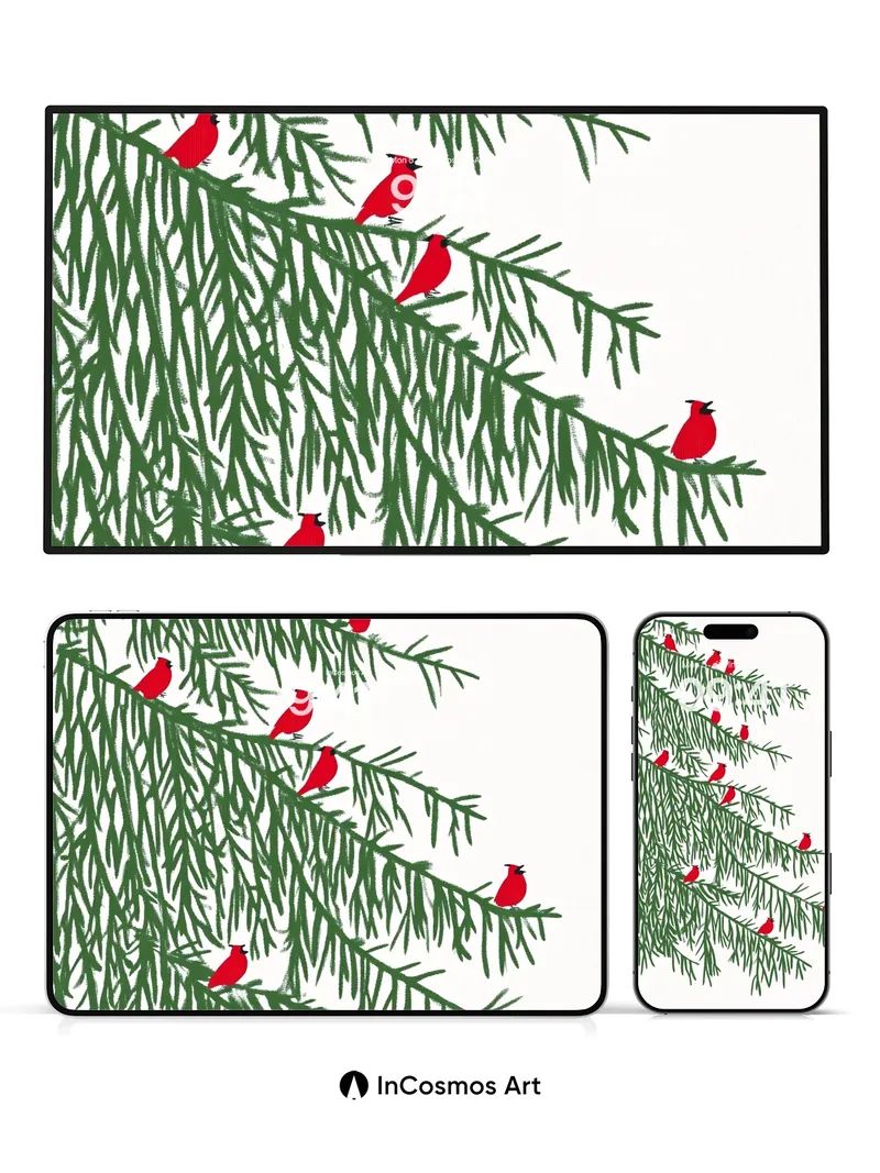 Crimson Whispers Wallpaper with Pine Embrace