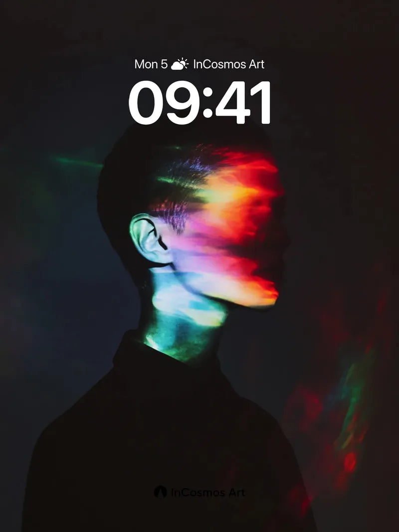 Neon Mirage Wallpaper with Shadowed Profile