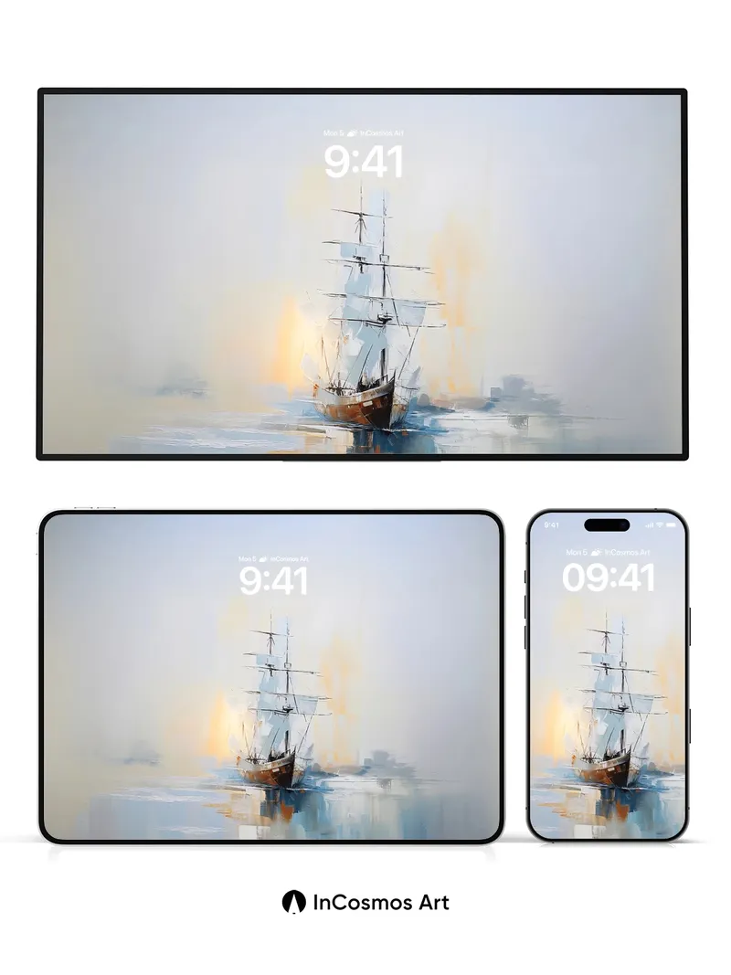 Serenity Sail Wallpaper with Golden Haze