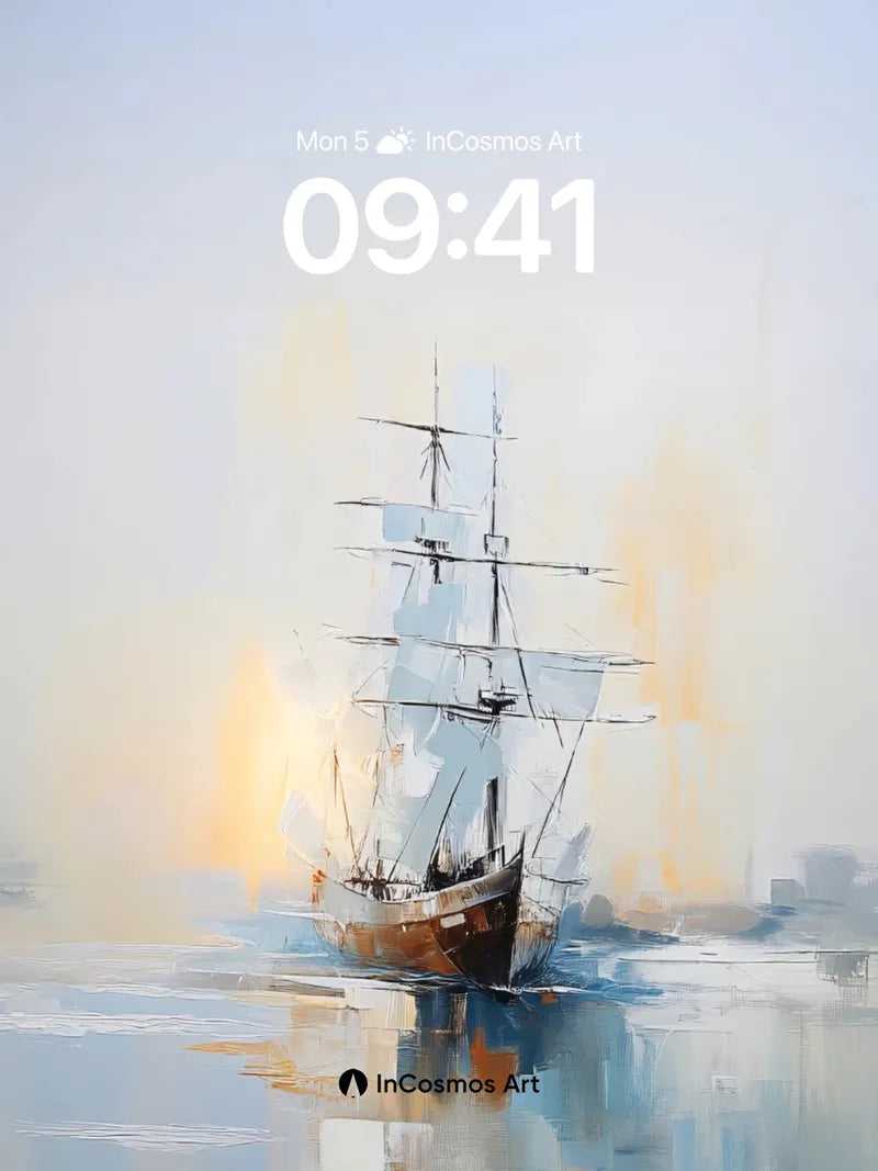 Serenity Sail Wallpaper with Golden Haze