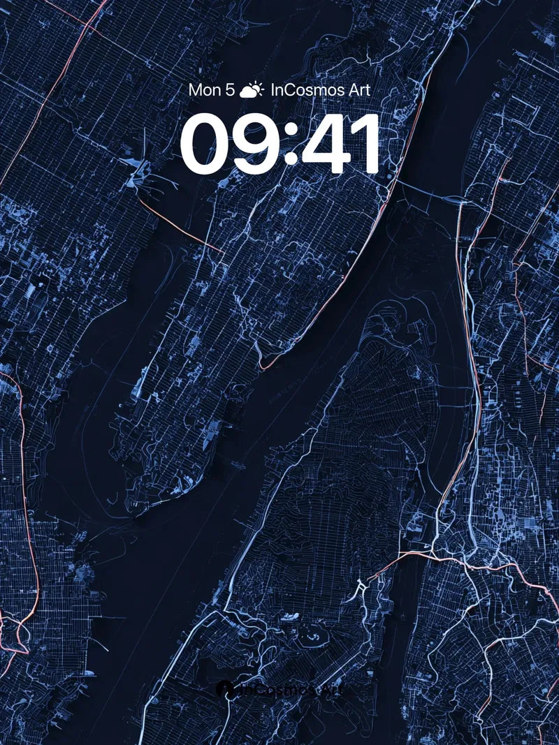 Neon Grid Wallpaper with City Veins