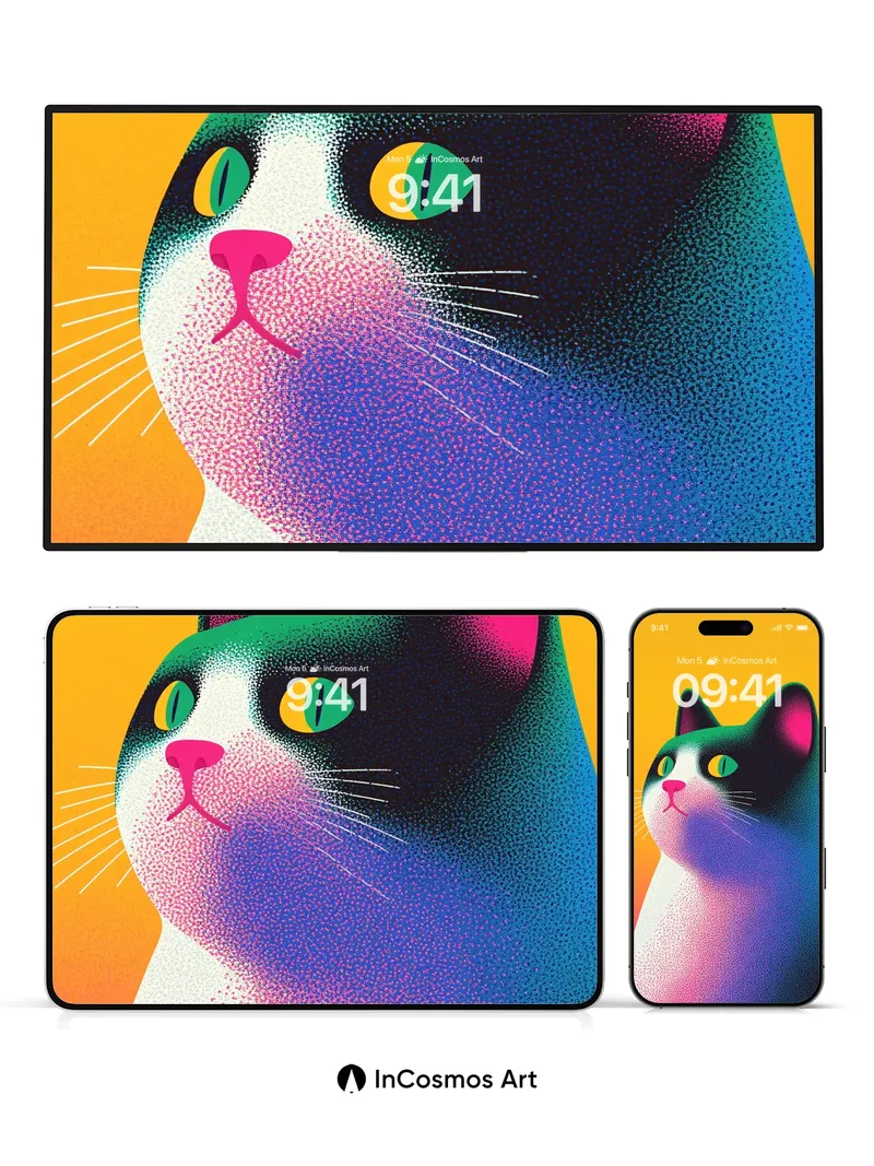 Neon Mirage Wallpaper with Cosmic Fur