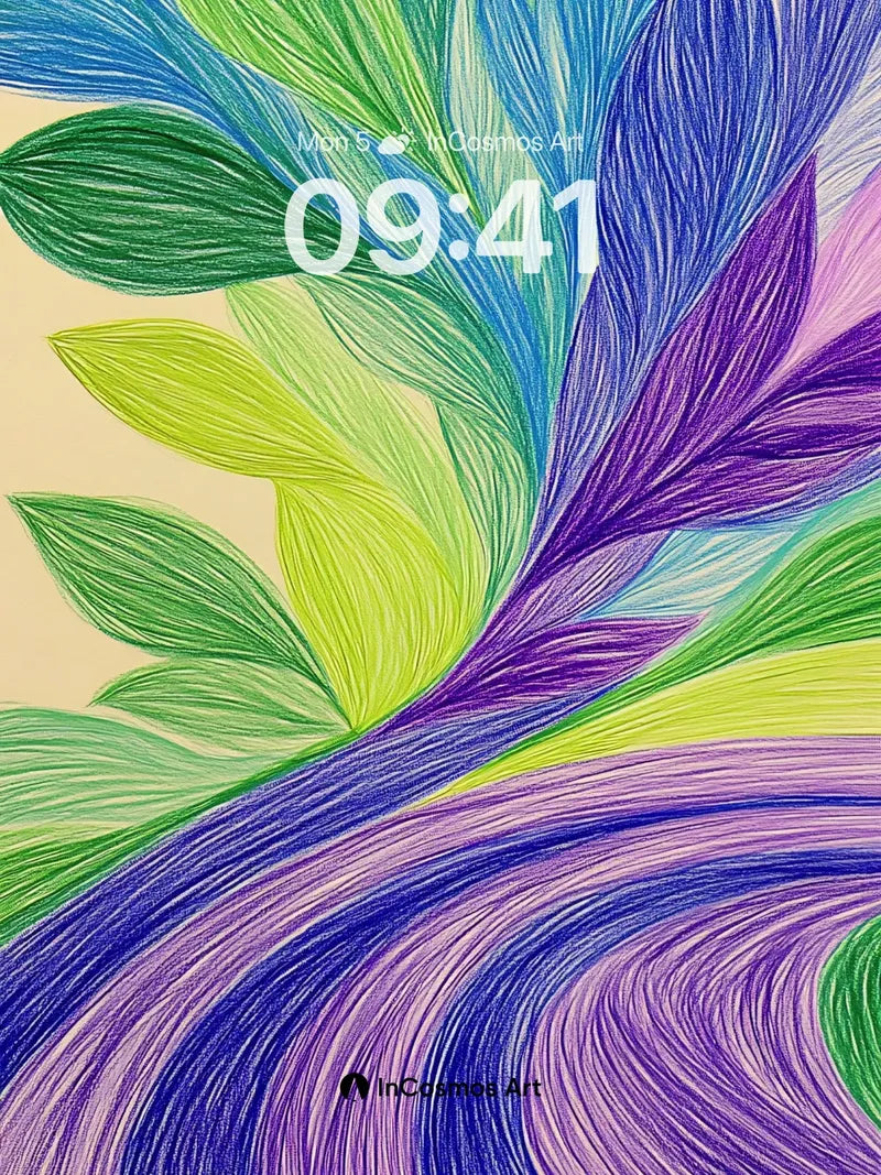 Whispering Rainbow Wallpaper with Swirling Leaves