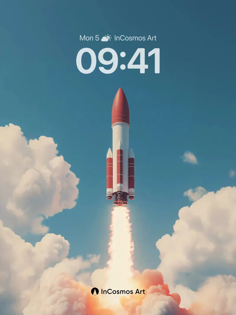 Ascendant Flame Wallpaper with Cloud-Embraced Launch