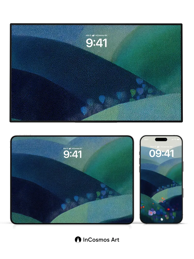 Muted Valley Wallpaper with Dotted Blooms