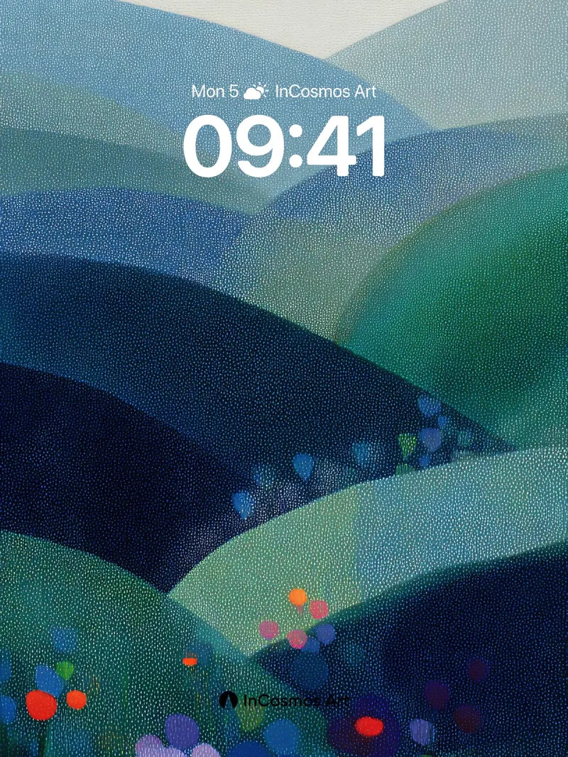 Muted Valley Wallpaper with Dotted Blooms