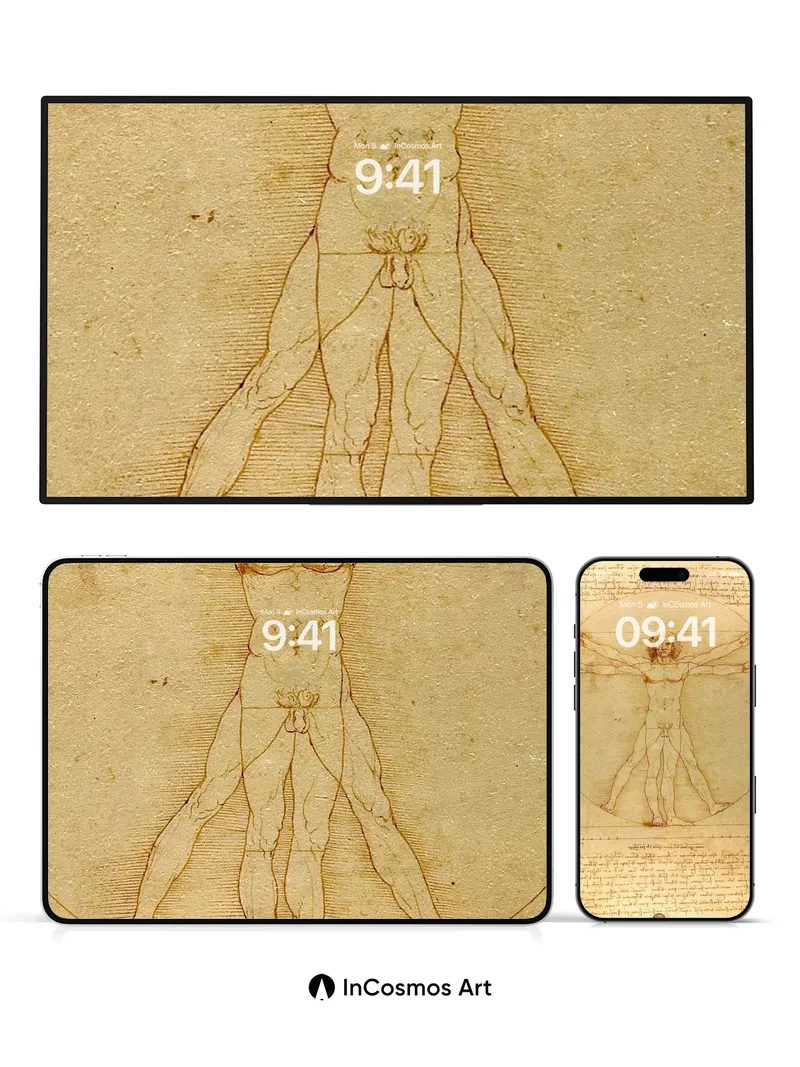 Golden Proportion Wallpaper with Human Geometry
