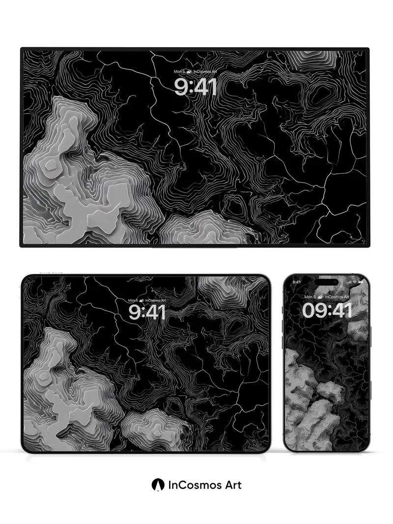 Shadowed Topography Wallpaper with Whispering Lines