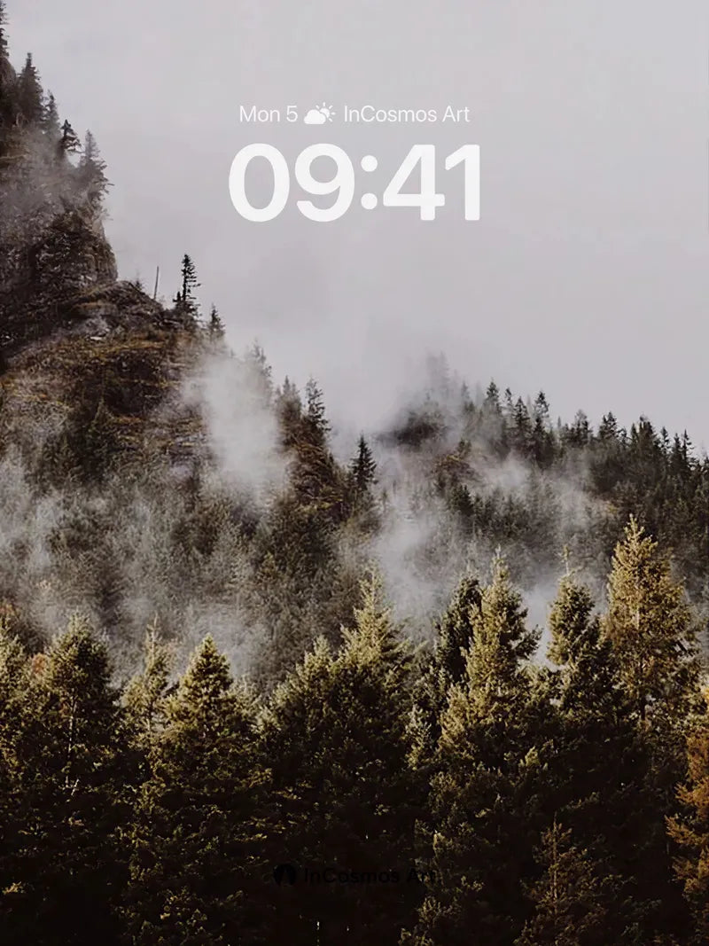 Whispering Pines Wallpaper with Mist Veil