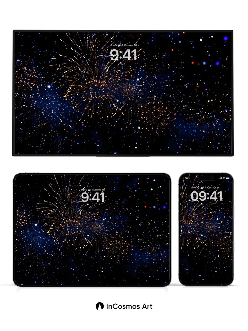 Cosmic Sparkle Wallpaper with Starburst Trails