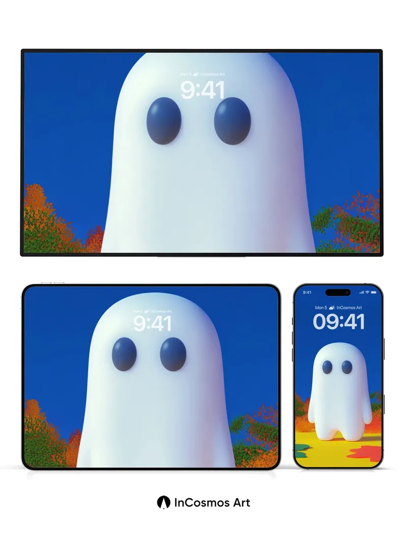 Serene Ghost Wallpaper with Autumn Hues