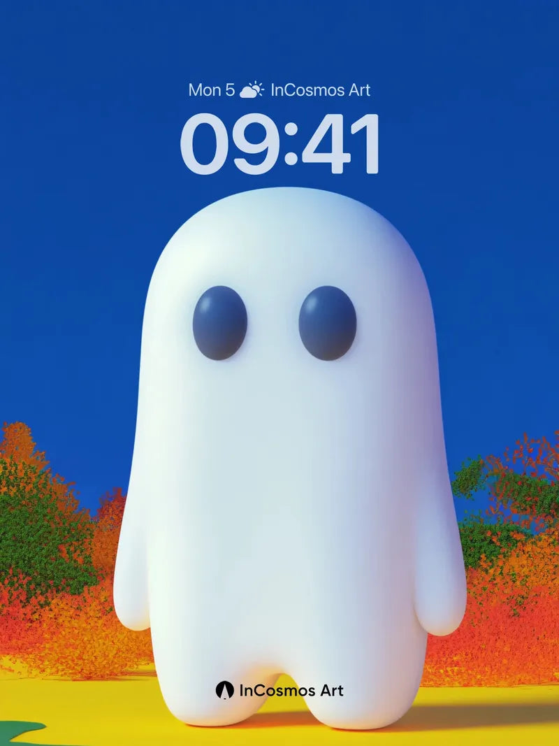 Serene Ghost Wallpaper with Autumn Hues