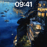 Luminous Cliffside Wallpaper with Floating Lights wallpaper for iPhone, iPad & Mac