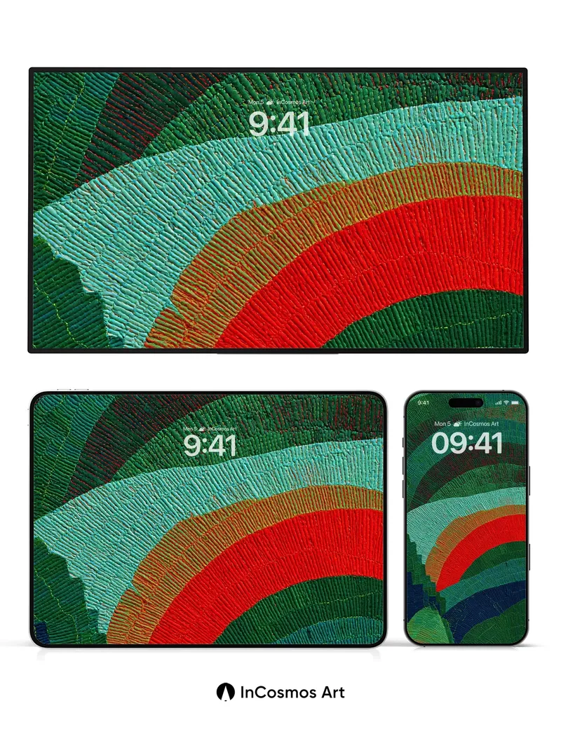 Ember Arc Wallpaper with Textured Threads