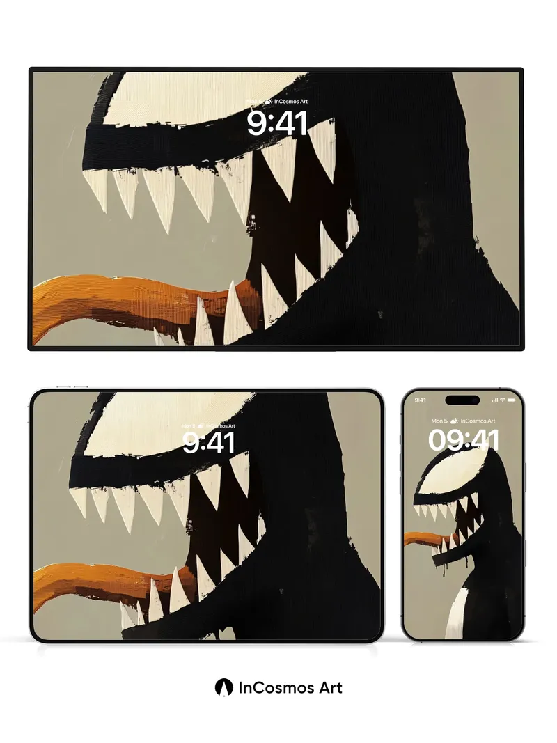 Surreal Shadow Wallpaper with Dripping Teeth