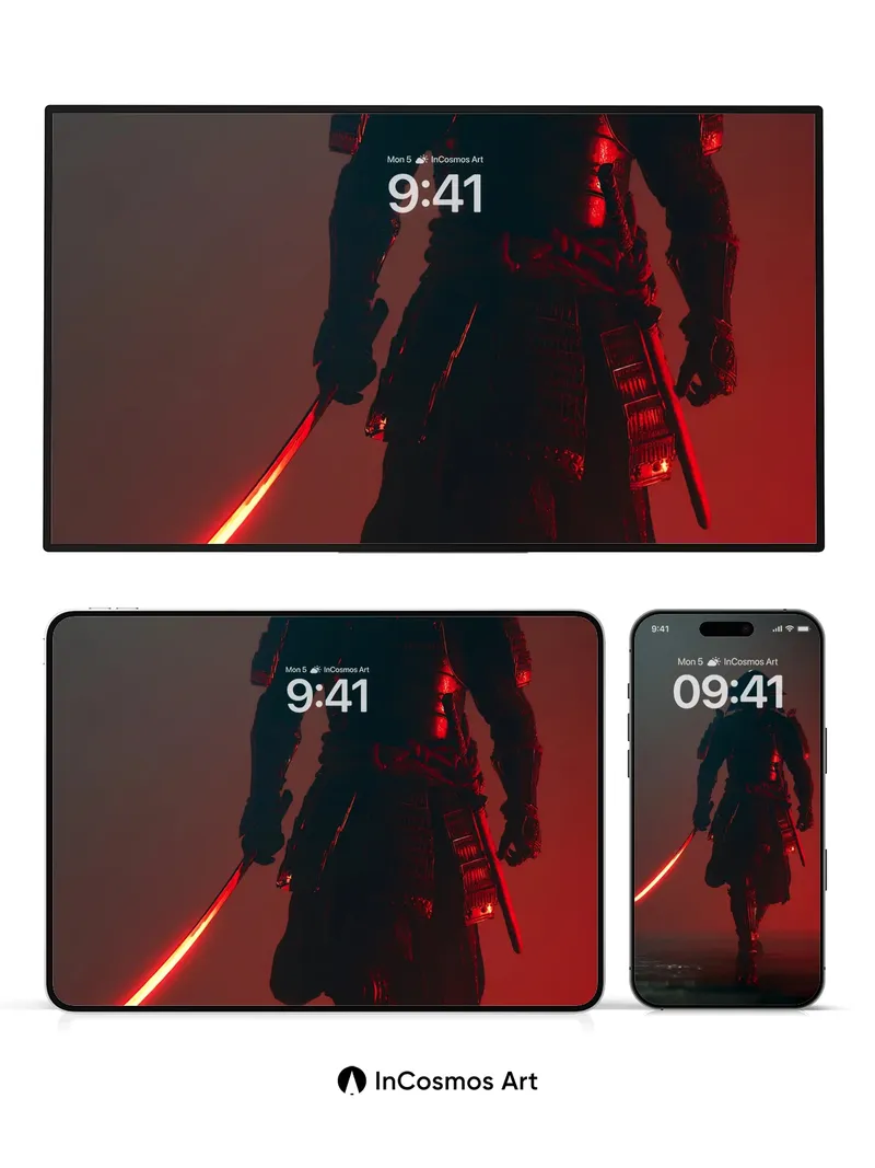 Shadowed Samurai Wallpaper with Crimson Edge