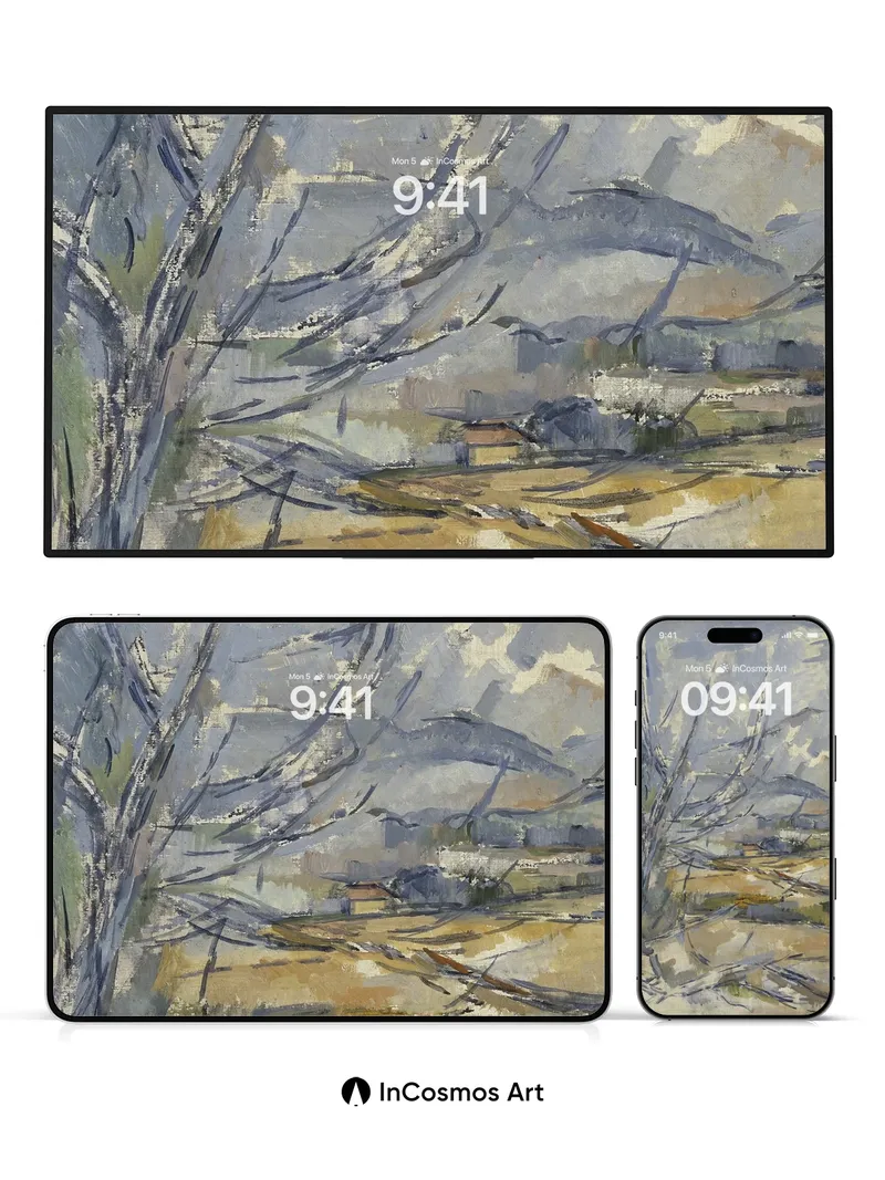 Whispering Branches Wallpaper with Distant Hills