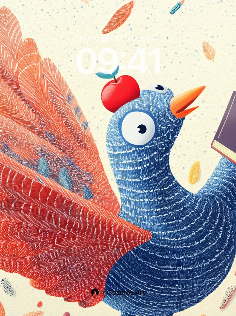 Whimsical Feathered Wisdom Wallpaper with Autumnal Charm