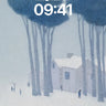 Frost-Whispered Trees Wallpaper with Snow-Cradled Homes wallpaper for iPhone, iPad & Mac