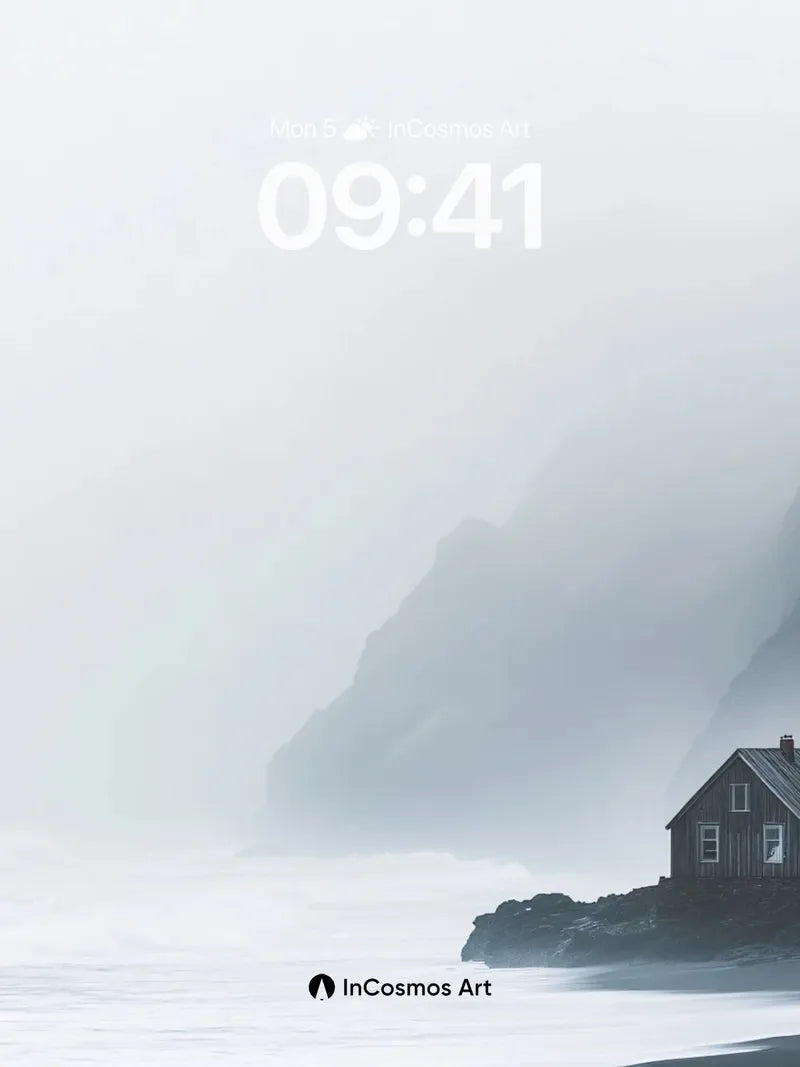 Fogbound Cabin Wallpaper with Mountain Whispers