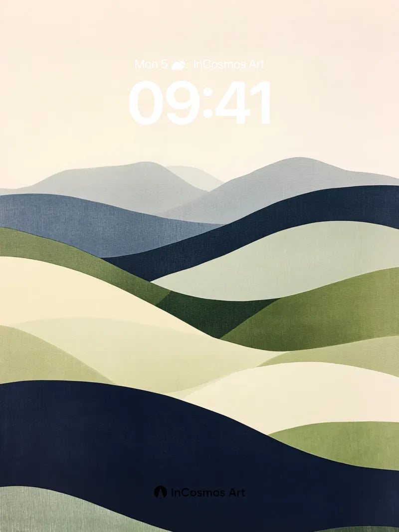 Serenity Wave Wallpaper with Textured Hills