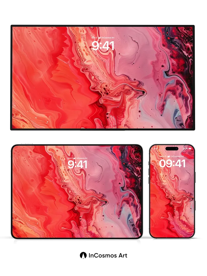 Crimson Pulse Wallpaper with Liquid Veins