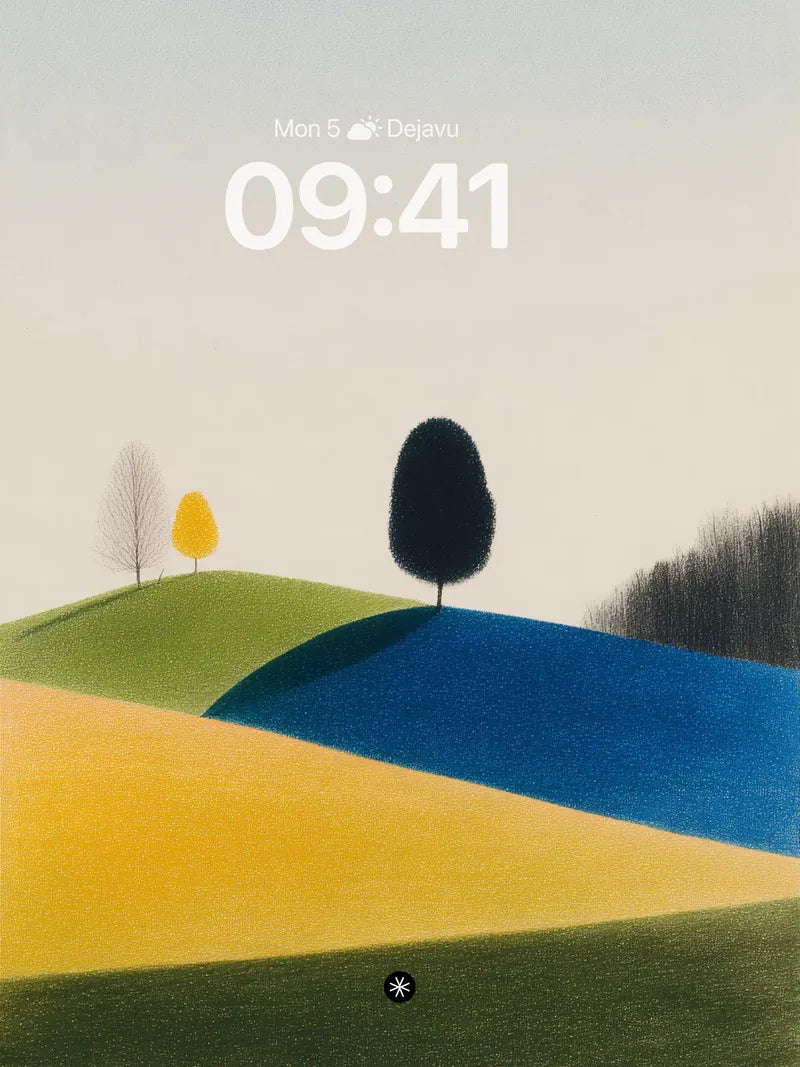 Serene Hillside Pastel Wallpaper - Minimal Nature Escape wallpaper for iPhone, iPad & Mac