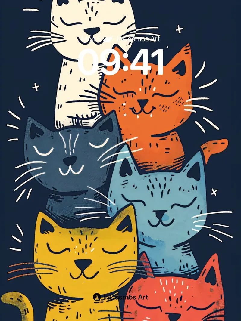 Serene Stack Wallpaper with Whiskered Harmony