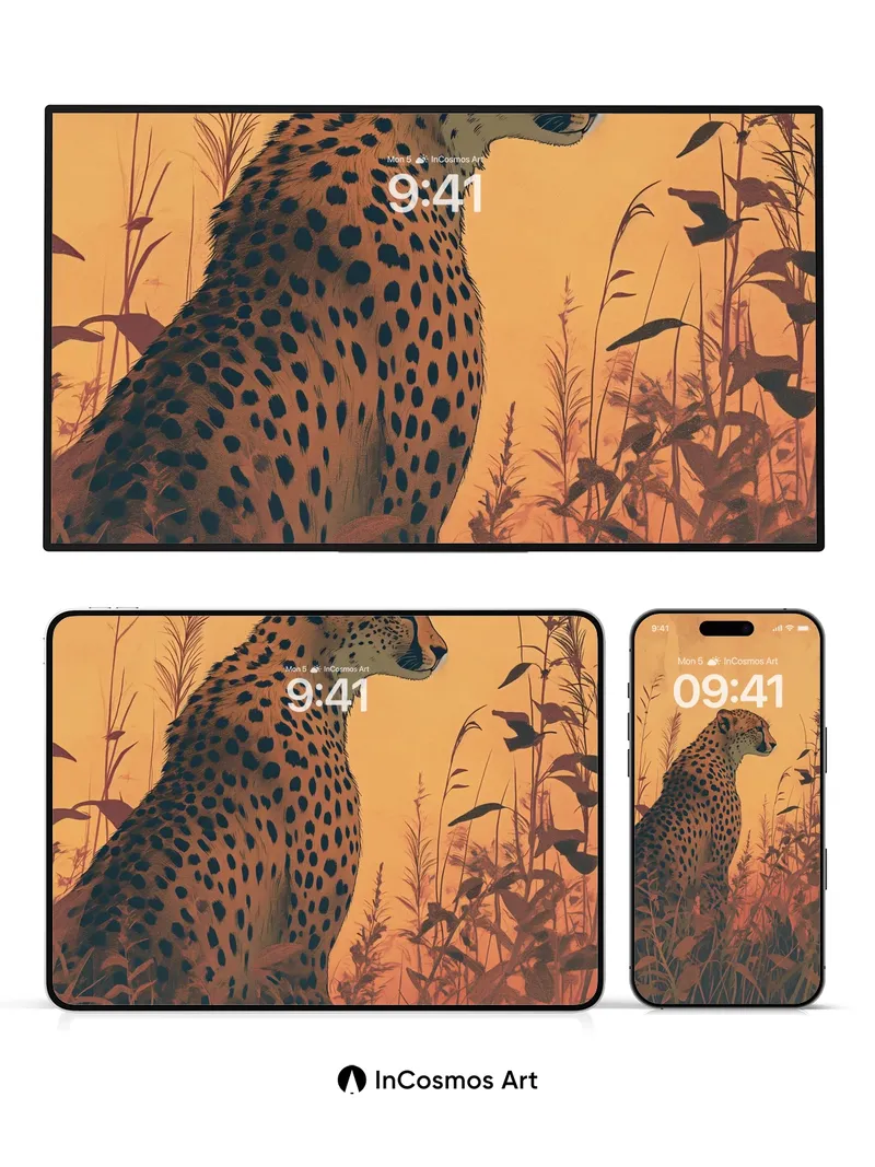 Golden Hush Cheetah Wallpaper with Sunlit Grass