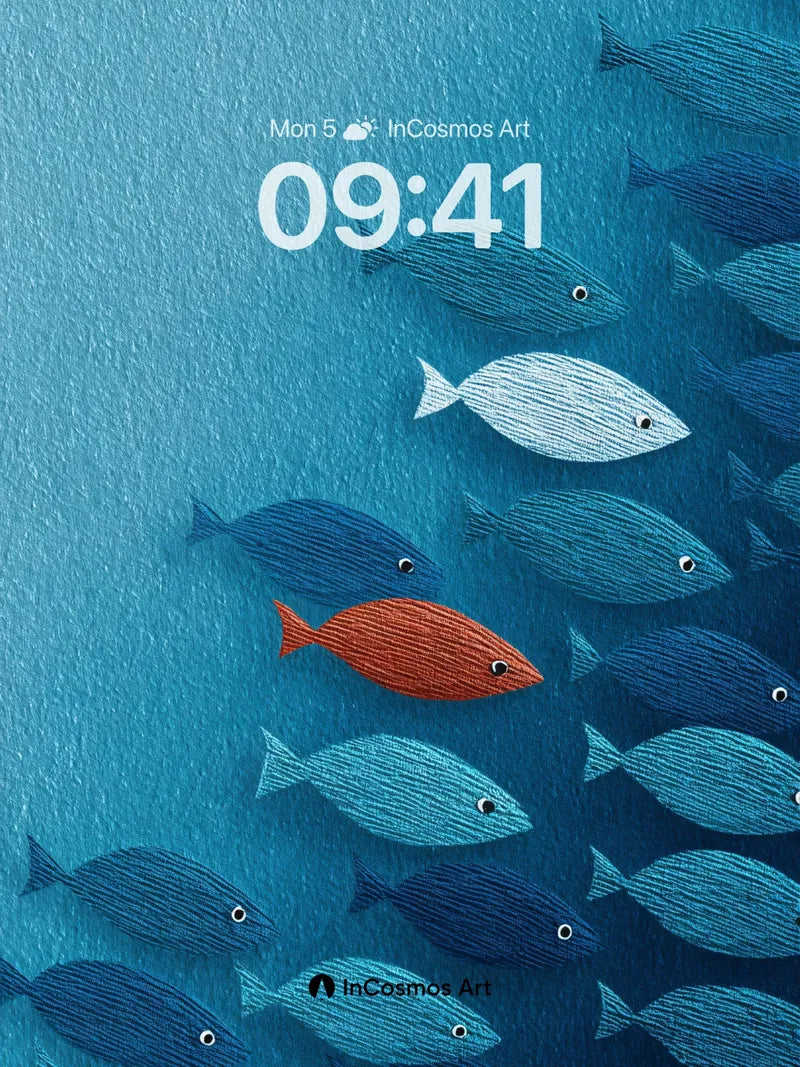 Oceanic Whispers Wallpaper with Crimson Outlier wallpaper for iPhone, iPad & Mac