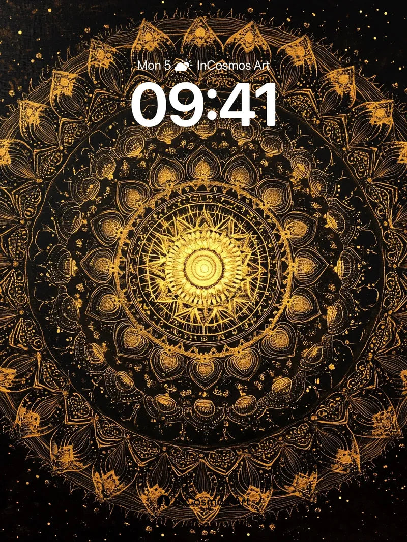 Golden Mandala Wallpaper with Cosmic Light Core wallpaper for iPhone, iPad & Mac