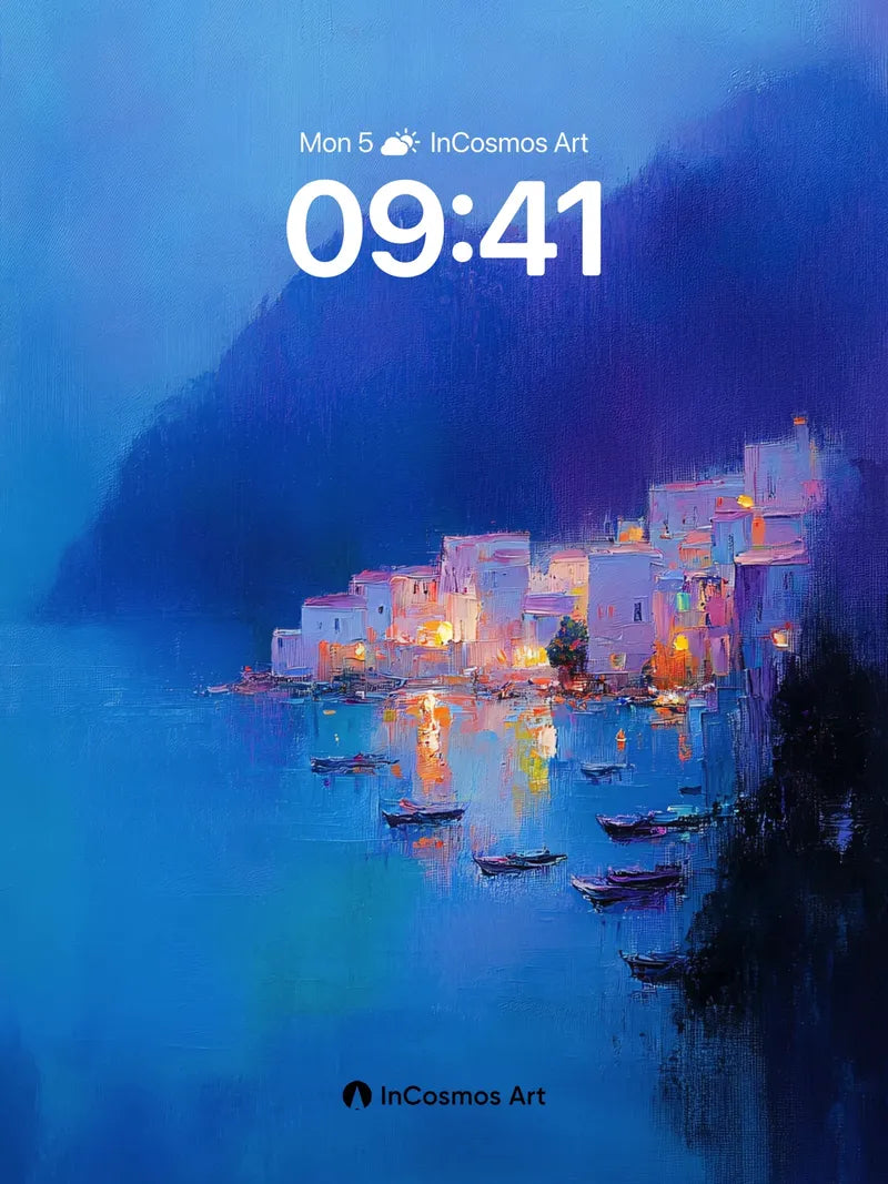 Luminous Cove Wallpaper with Floating Lights wallpaper for iPhone, iPad & Mac