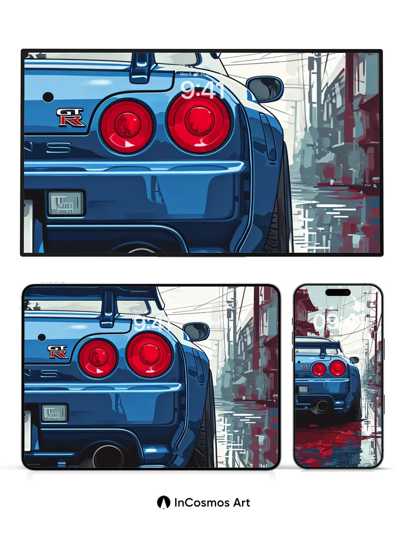 Neon Rain Wallpaper with Reflective Streets