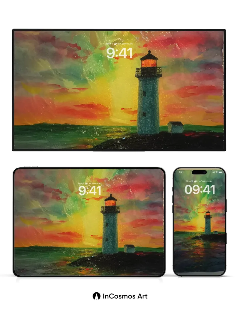 Aurora Lighthouse Wallpaper with Cosmic Glow