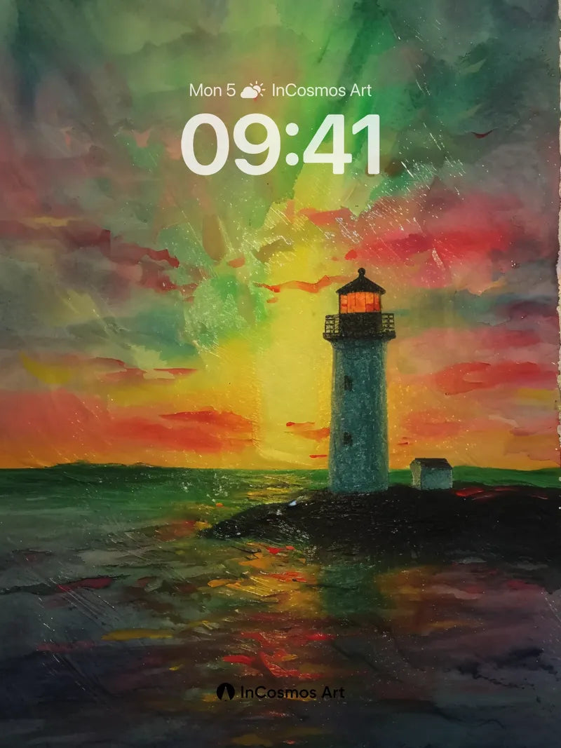 Aurora Lighthouse Wallpaper with Cosmic Glow