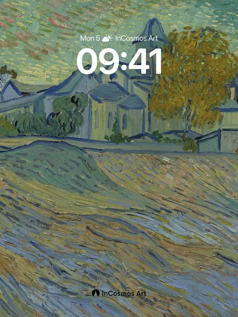 Whirling Fields Wallpaper with Church Silhouette