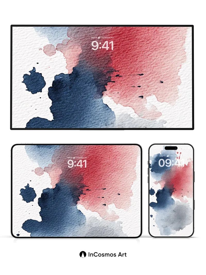 Whispering Ink Wallpaper with Bloodroot Splashes