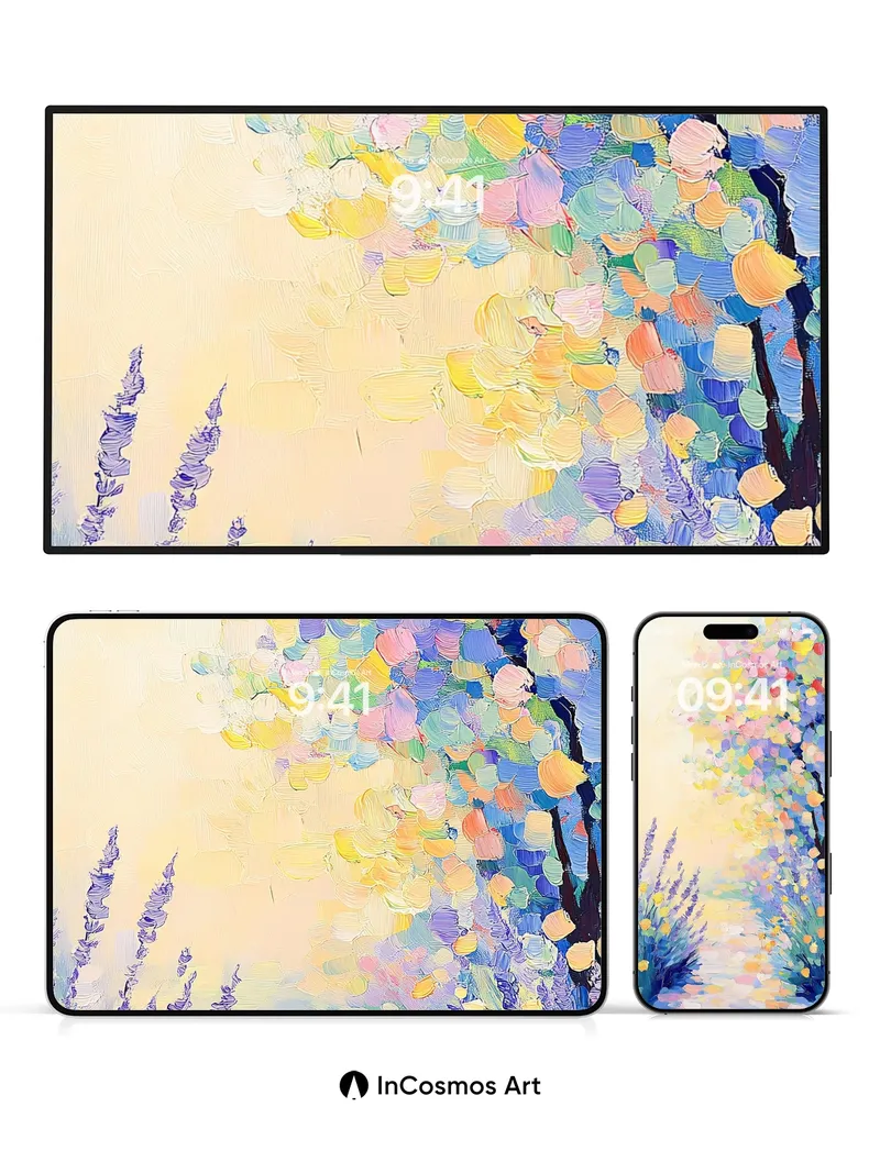 Luminous Garden Wallpaper with Floating Petals