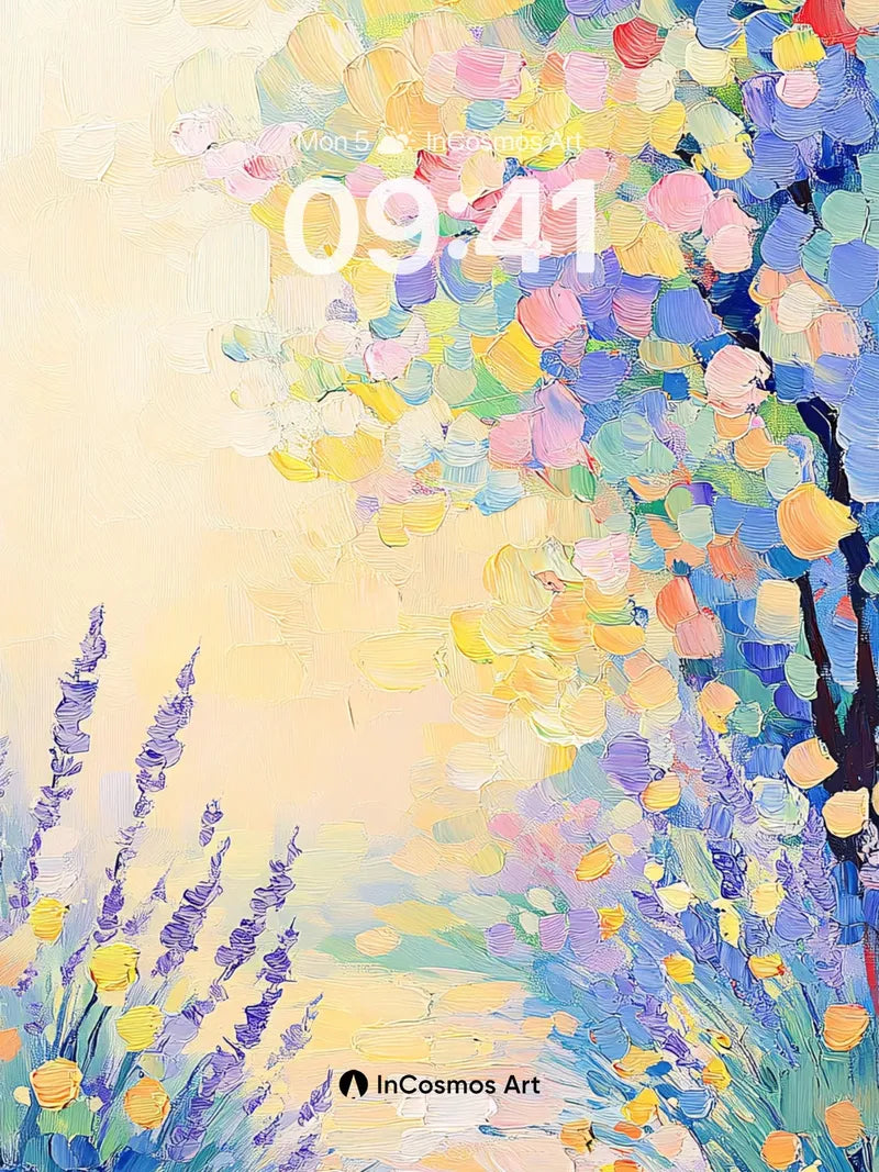 Luminous Garden Wallpaper with Floating Petals