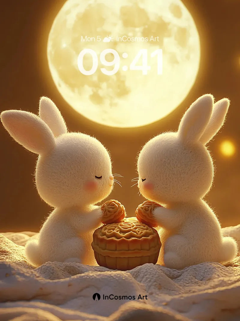 Lunar Hush Wallpaper with Moonlit Bunnies wallpaper for iPhone, iPad & Mac