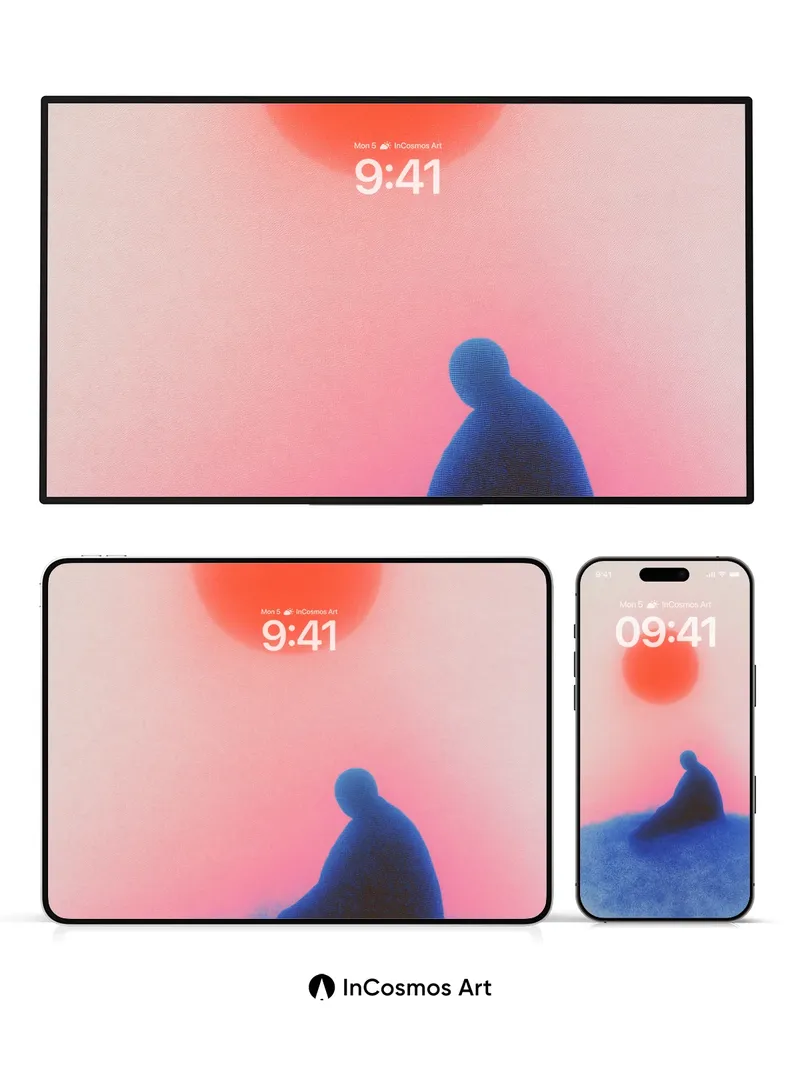 Serenity Sunset Wallpaper with Floating Silhouette