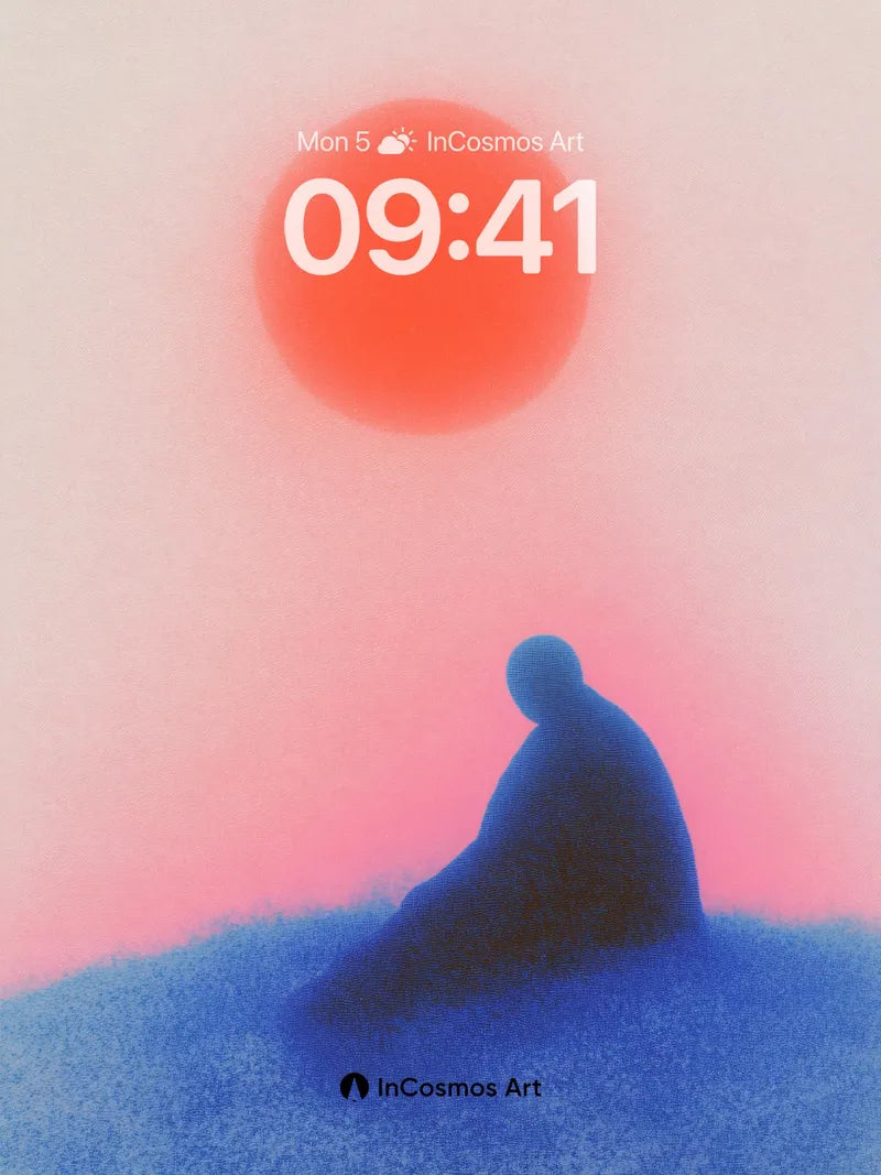 Serenity Sunset Wallpaper with Floating Silhouette