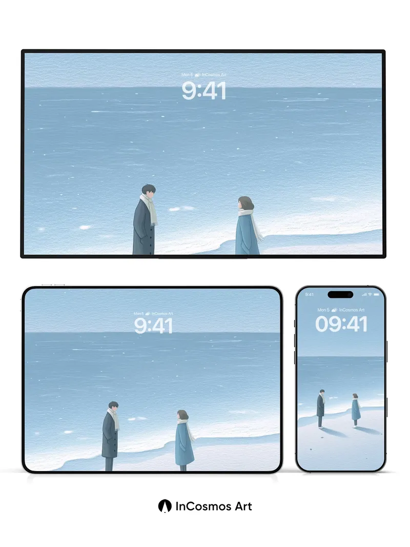 Serenity Frost Wallpaper with Silent Figures