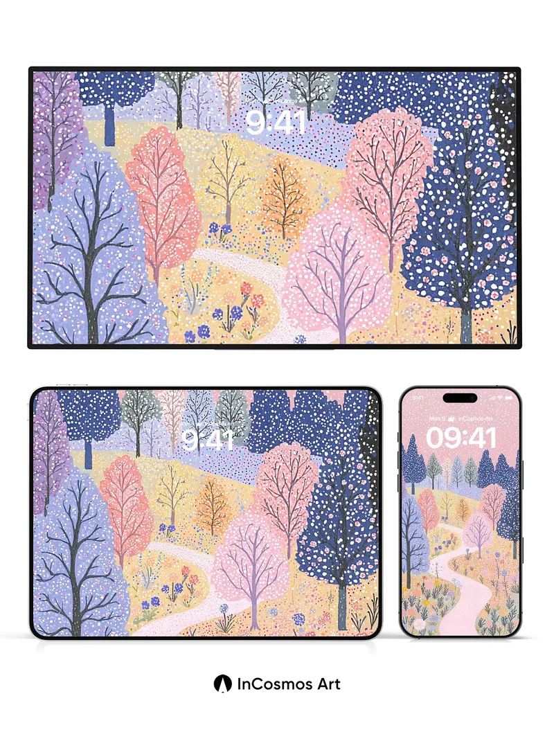 Whispering Meadow Wallpaper with Starlit Canopy