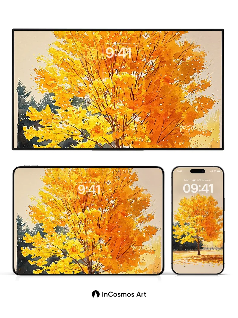 Autumn Whisper Wallpaper with Golden Canopy