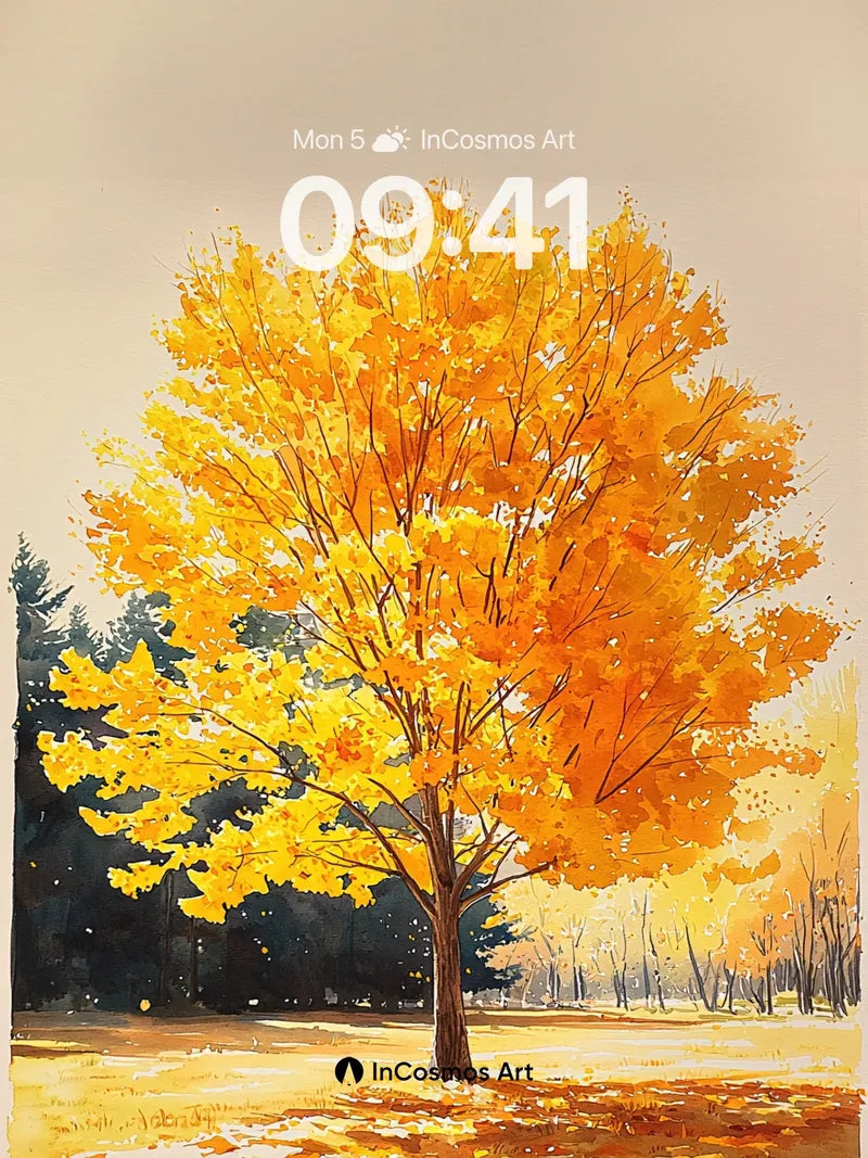 Autumn Whisper Wallpaper with Golden Canopy