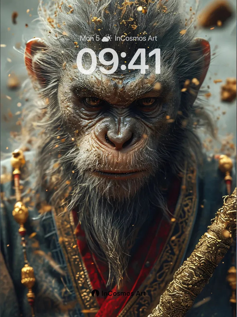 Elder Ape Warrior Wallpaper with Golden Dust