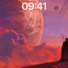 Crimson Horizon Wallpaper with Celestial Silhouette wallpaper for iPhone, iPad & Mac
